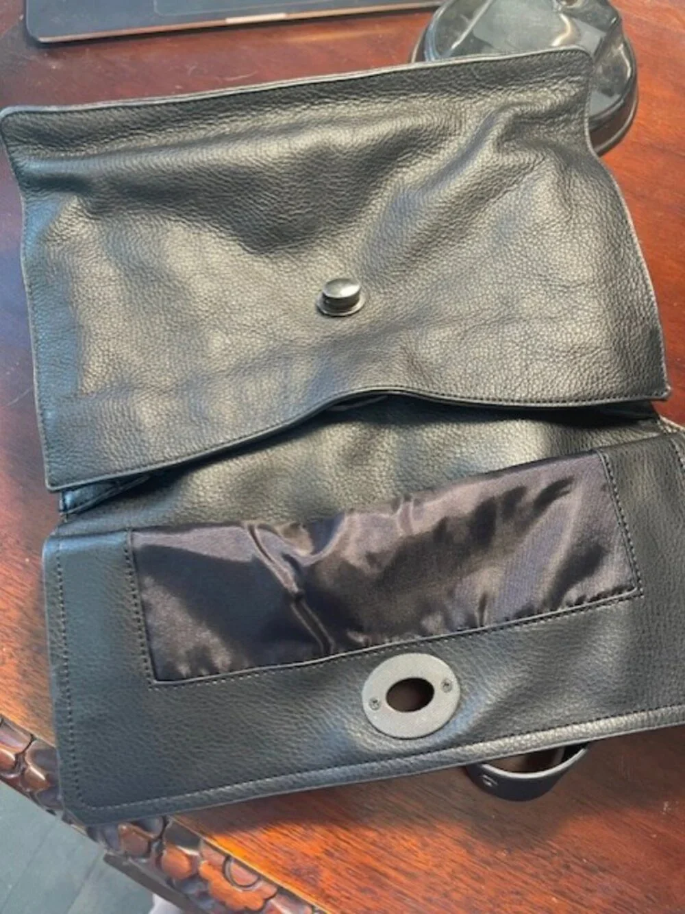 Rachel Roy Black leather expandable crossbody